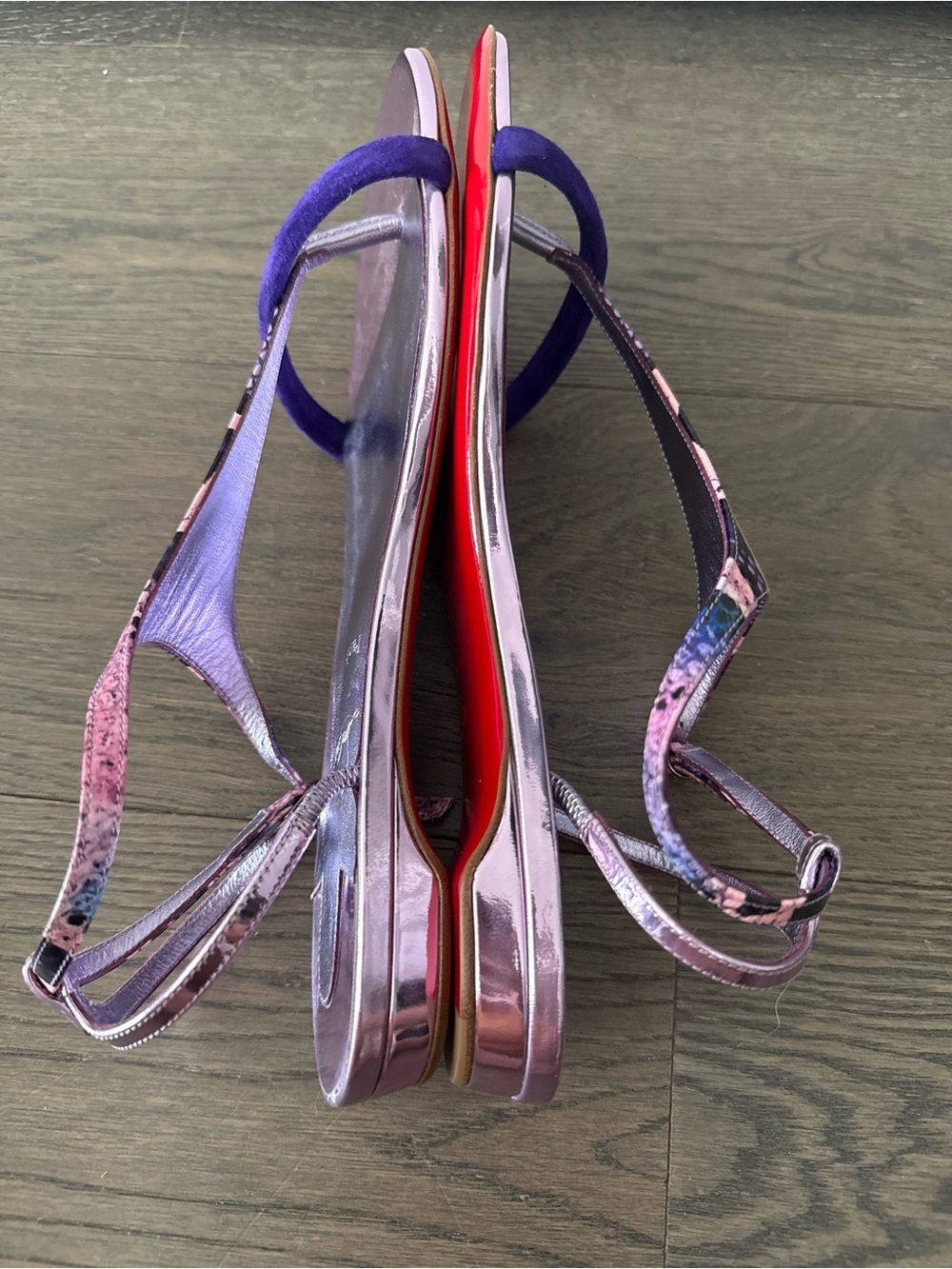 Christian Louboutin Purple Snake Skin Strappy Flat Sandals. Like New - Picture 10 of 10